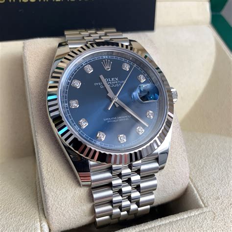 rolex oyster datejust blue face|Datejust 41 blue diamond dial.